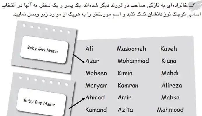 تمرین کتاب کار انگلیسی هفتم